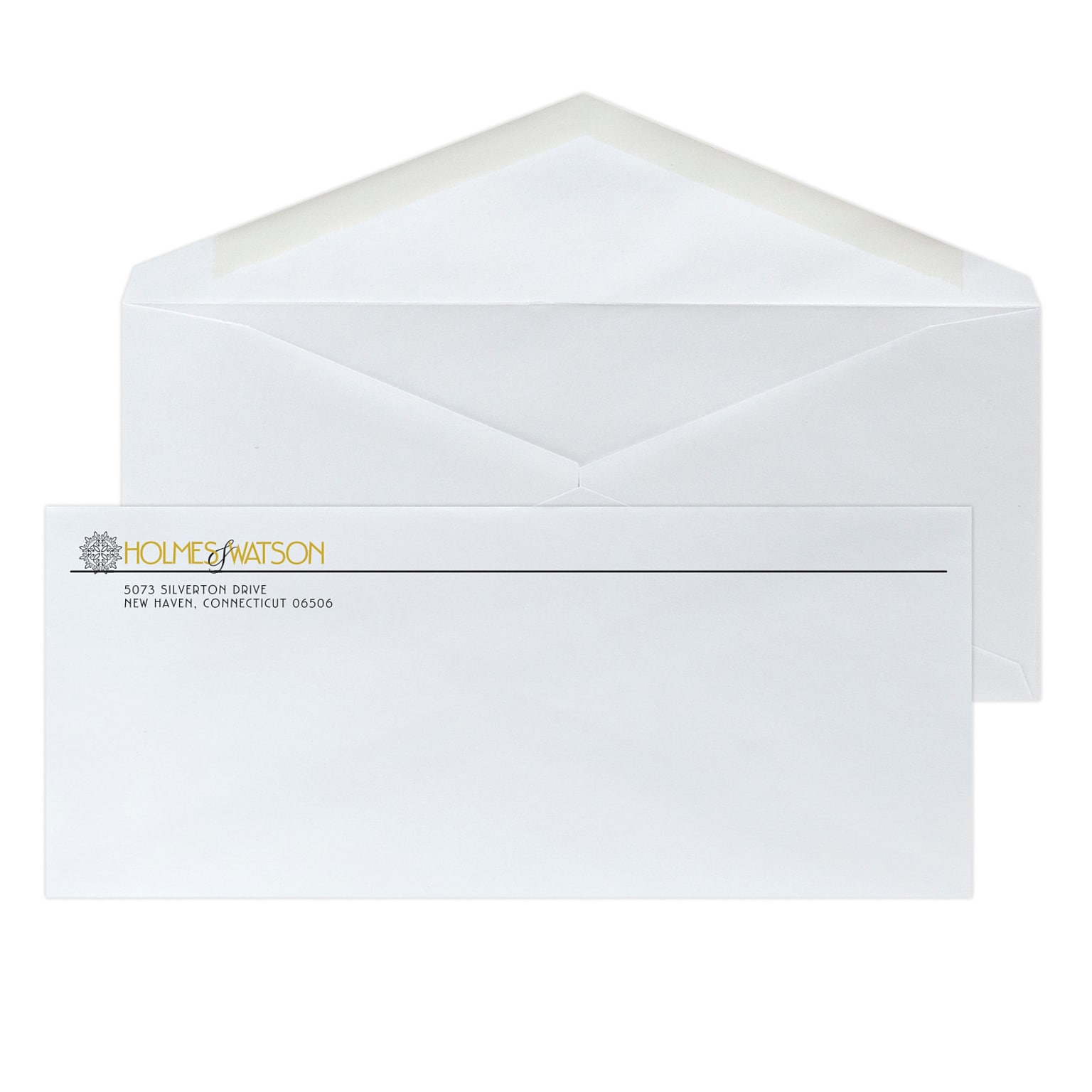 Custom #10 Envelopes with V-Flap, 4 1/4 x 9 1/2, 24# White Wove, 1 Standard and 1 Custom Inks, 250 / Pack