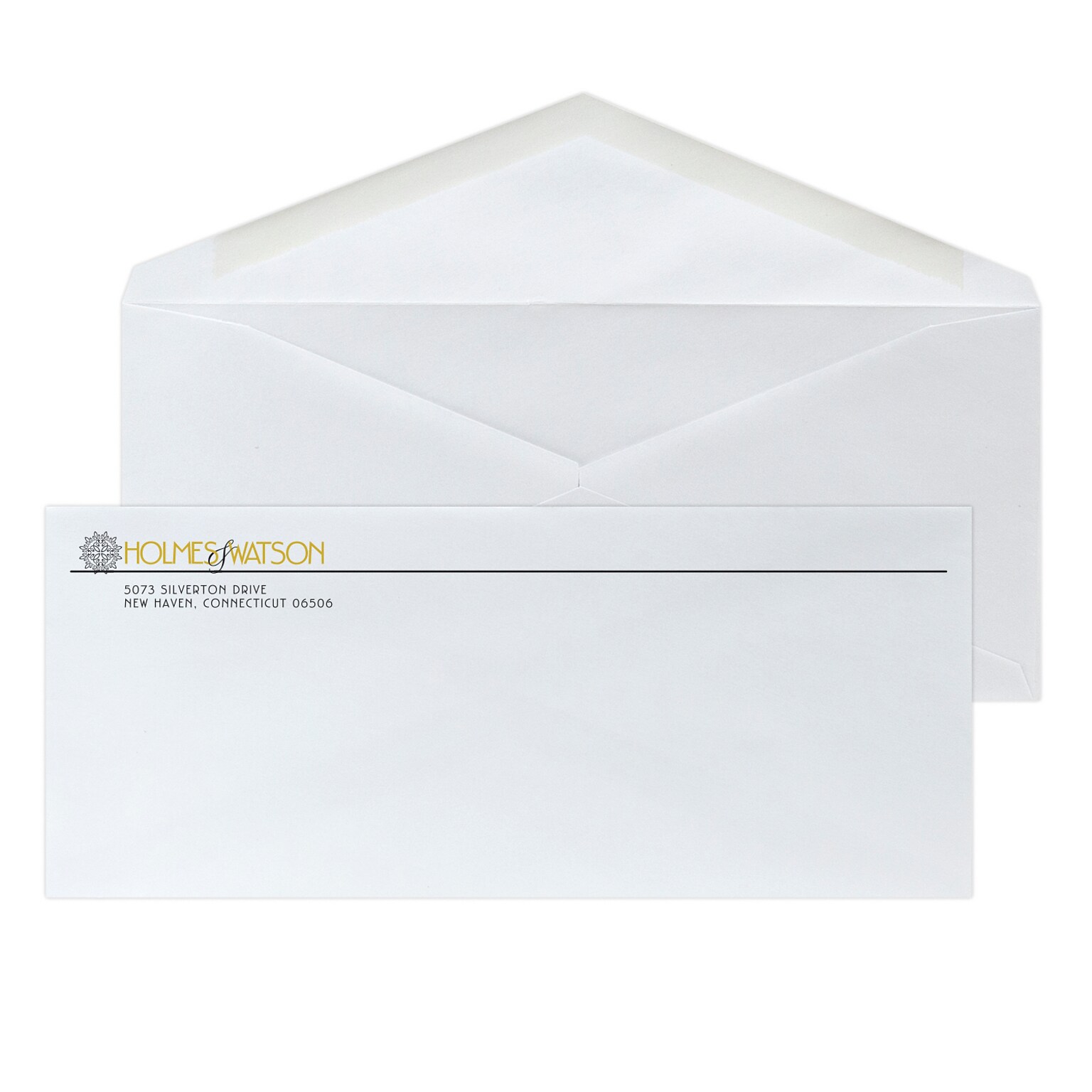 Custom #10 Envelopes with V-Flap, 4 1/8 x 9 1/2, 24# White Wove, 1 Standard and 1 Custom Inks, 250 / Pack