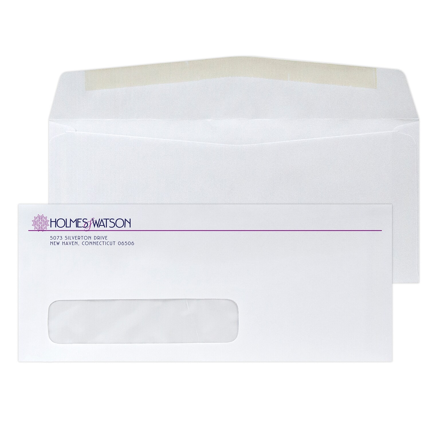 Custom #10 Window Envelopes, 4 1/8 x 9 1/2, 24# Grooved White, 2 Custom Inks, 250 / Pack