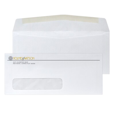 Custom #10 Window Envelopes, 4 1/4 x 9 1/2, 24# Grooved White, 1 Standard and 1 Custom Ink, 250 /