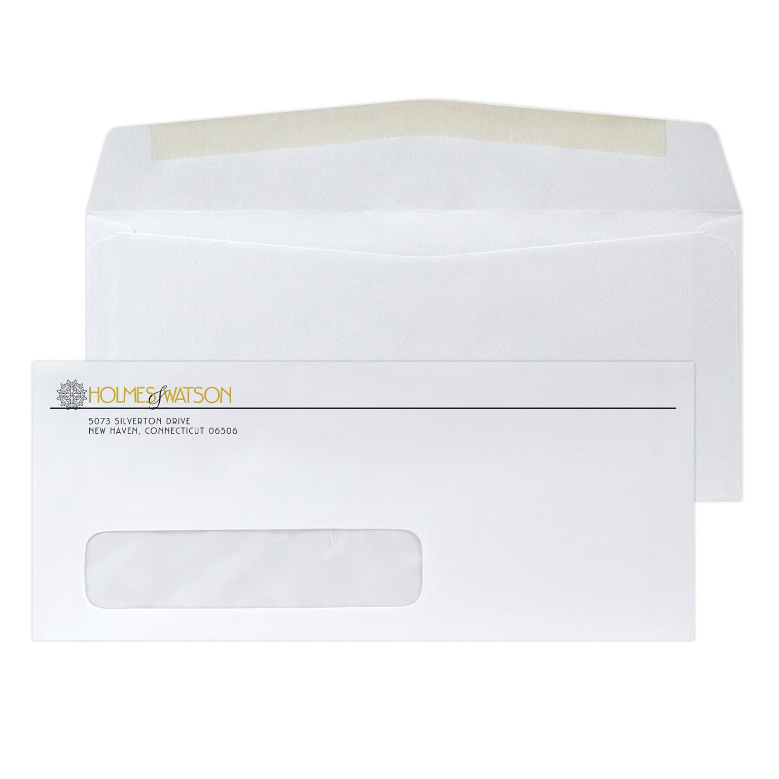 Custom #10 Window Envelopes, 4 1/4 x 9 1/2, 24# Grooved White, 1 Standard and 1 Custom Ink, 250 / Pack