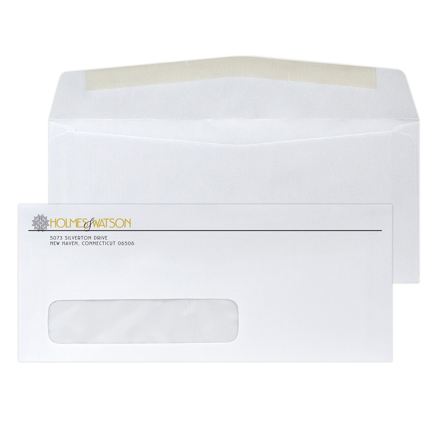 Custom #10 Window Envelopes, 4 1/8 x 9 1/2, 24# Grooved White, 1 Standard and 1 Custom Ink, 250 / Pack
