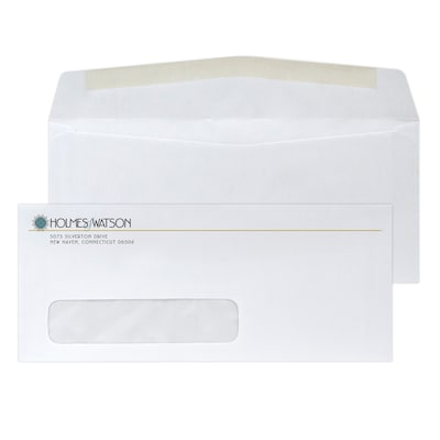 Custom #10 Window Envelopes, 4 1/4 x 9 1/2, 24# Grooved White, Full Color, 250 / Pack