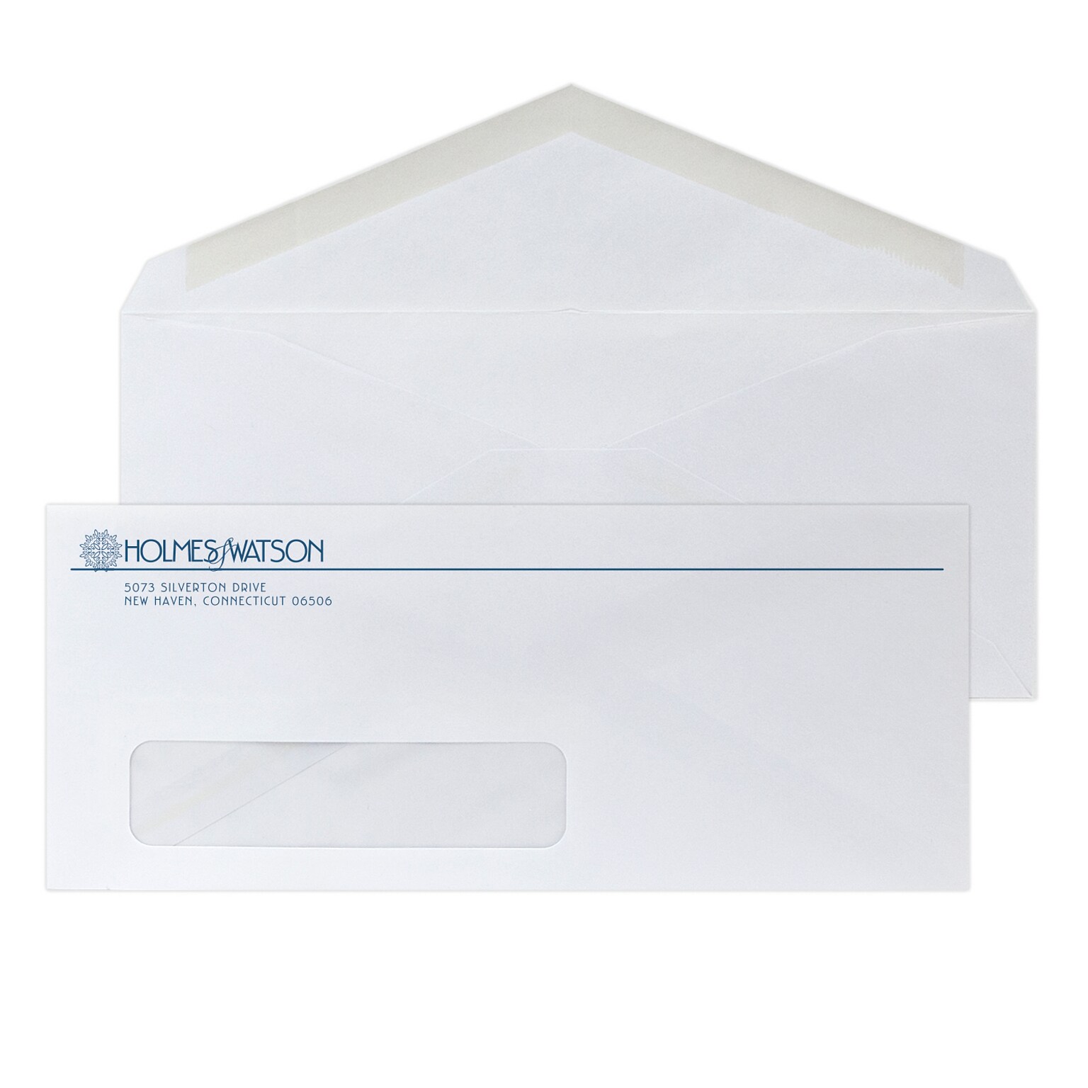 Custom #10 Window Envelopes with V-Flap, 4 1/8 x 9 1/2, 24# White Wove, 1 Custom Ink, 250 / Pack
