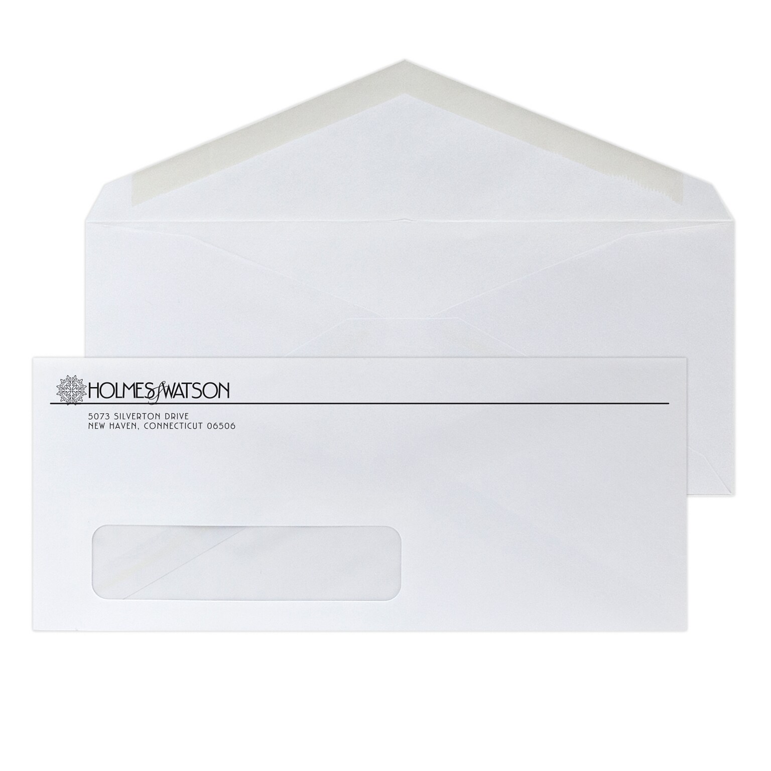 Custom #10 Window Envelopes with V-Flap, 4 1/8 x 9 1/2, 24# White Wove, 1 Standard Ink, 250 / Pack