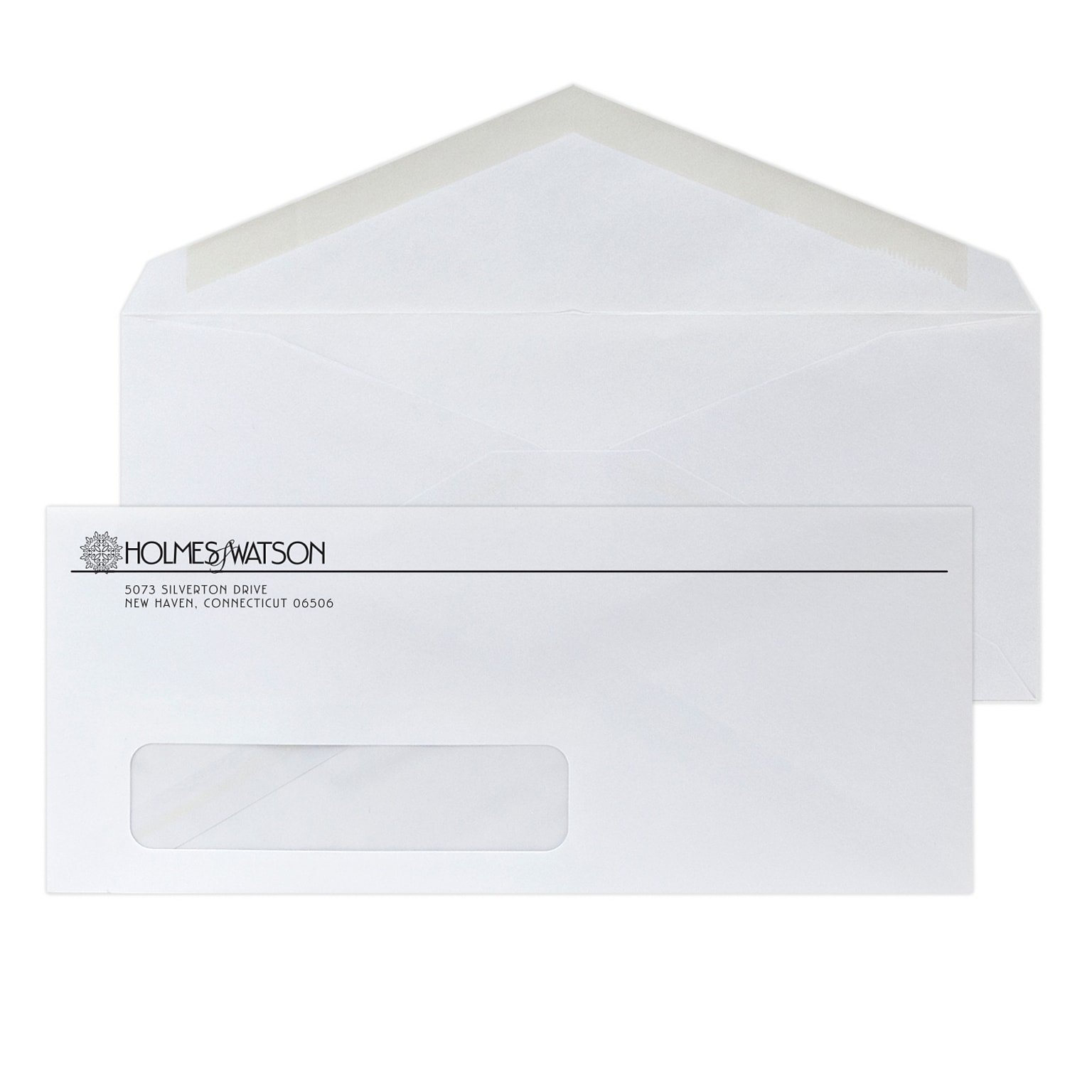 Custom #10 Window Envelopes with V-Flap, 4 1/4 x 9 1/2, 24# White Wove, 1 Standard Ink, 250 / Pack