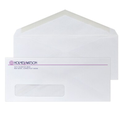 Custom #10 Window Envelopes with V-Flap, 4 1/4 x 9 1/2, 24# White Wove, 2 Custom Inks, 250 / Pack