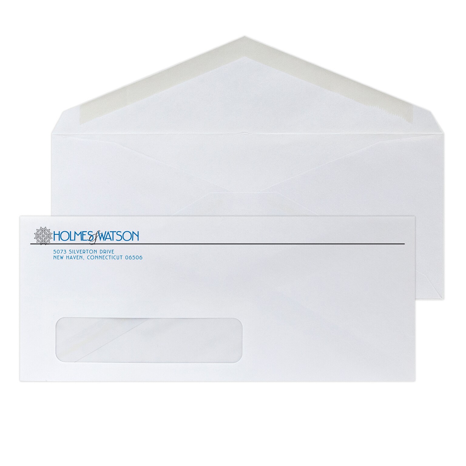 Custom #10 Window Envelopes with V-Flap, 4 1/8 x 9 1/2, 24# White Wove, 2 Standard Inks, 250 / Pack