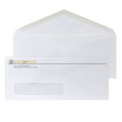 Custom #10 Window Envelopes with V-Flap, 4 1/4 x 9 1/2, 24# White Wove, 1 Standard and 1 Custom In