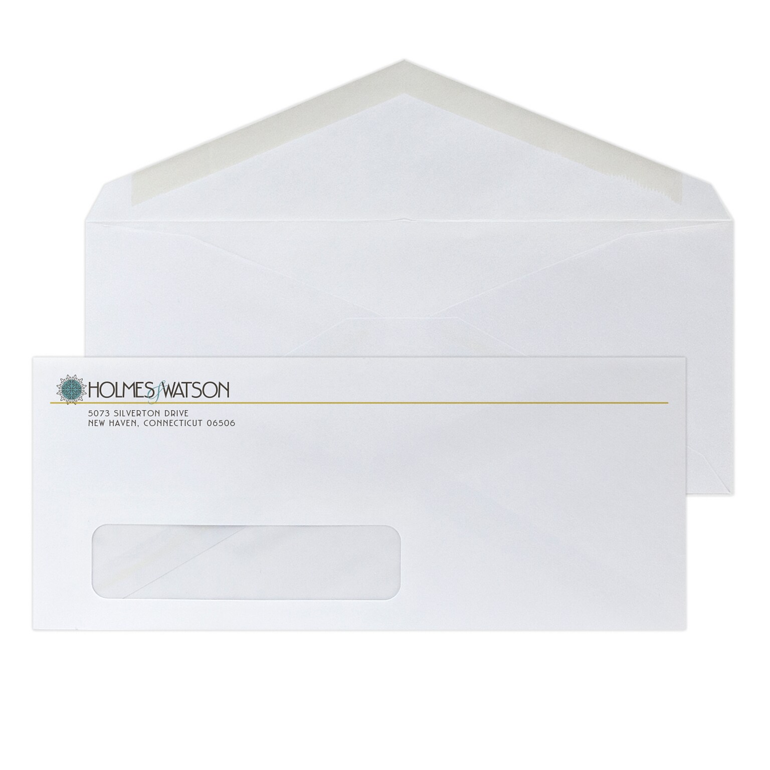 Custom Full Color #10 Window Envelopes with V-Flap, 4 1/8 x 9 1/2, 24# White Wove, 250 / Pack