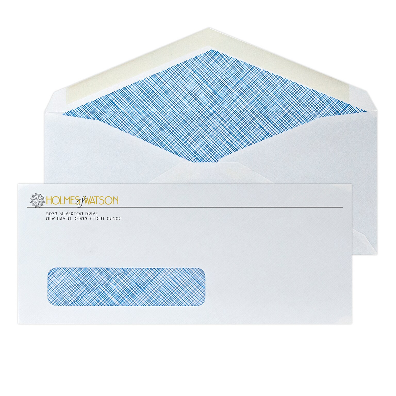 Custom #10 Window Envelopes with Security Tint and V-Flap, 4 1/4x9 1/2, 24# White Wove, 1 Standard and 1 Custom Inks, 250/Pack