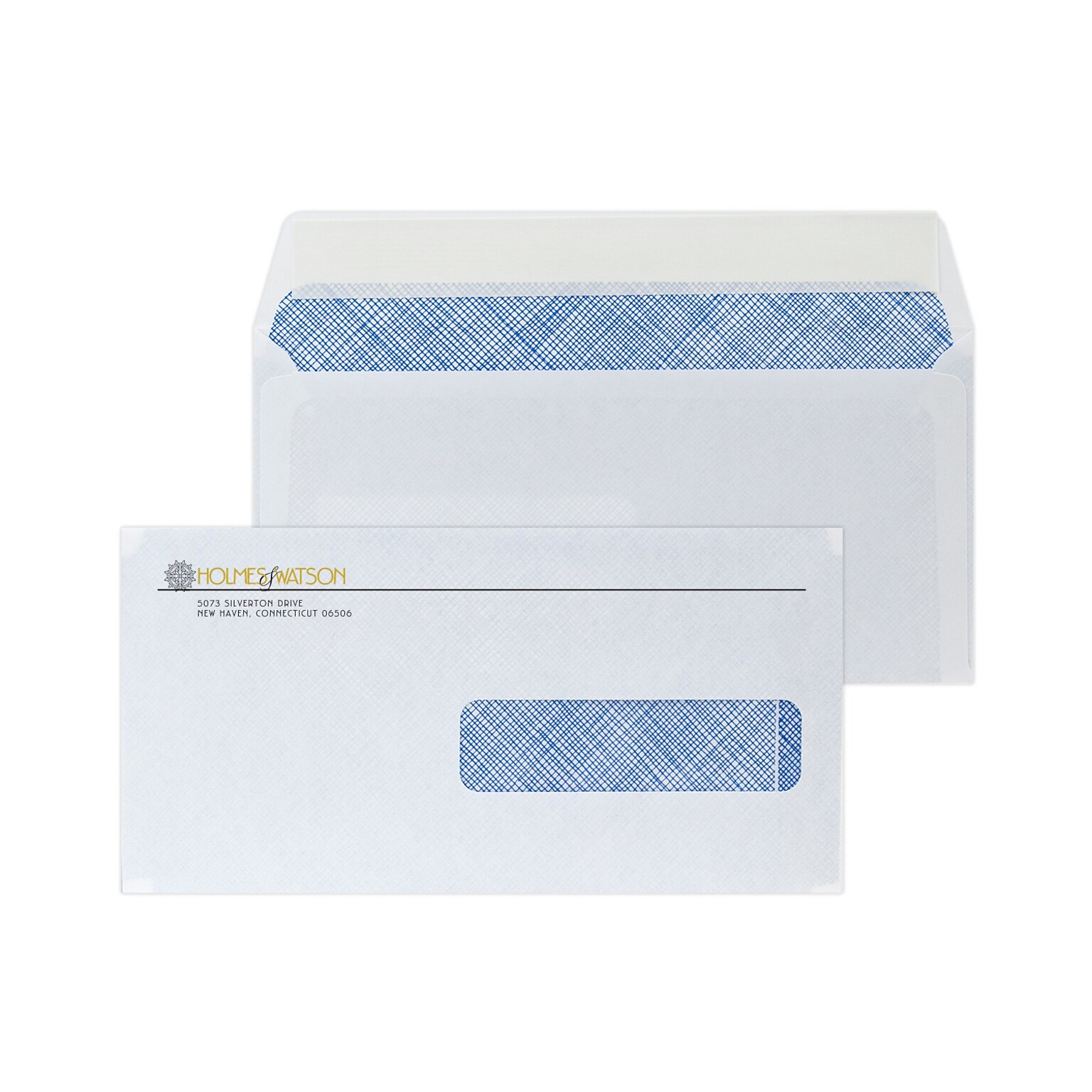 Custom 4-1/2x9 Ins Claim Peel and Seal Right Window Env with Sec Tint, 24# White Wove, 1 Standard and 1 Custom Inks, 250/Pack