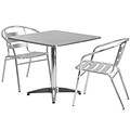 Flash Furniture 31.5 Square Aluminum Indoor-Outdoor Table w/2 Slat Back Chairs (TLH32SQ017BCHR2)