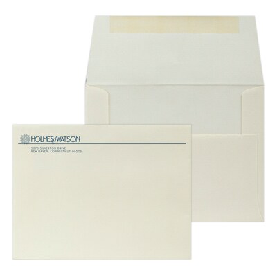 Custom 5-3/4 x 4-3/8 Greeting Card Envelopes, 24# Natural White Linen, 1 Custom Ink, 250 / Pack