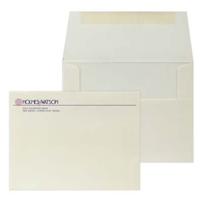 Custom 5-3/4 x 4-3/8 Greeting Card Envelopes, 24# Natural White Linen, 2 Custom Inks, 250 / Pack