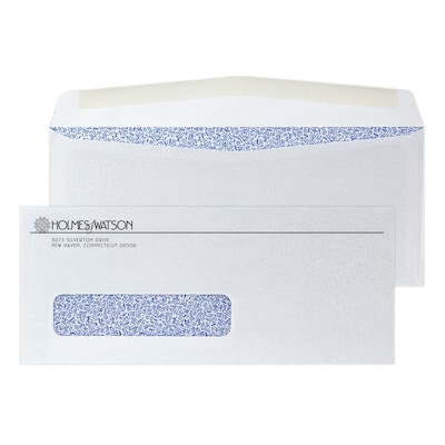 Custom #10 Window Envelopes with Security Tint, 4 1/4 x 9 1/2, 24# White Wove, 1 Standard Ink, 250