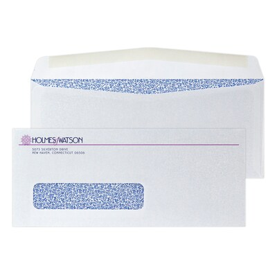 Custom #10 Window Envelopes with Security Tint, 4 1/4 x 9 1/2, 24# White Wove, 2 Custom Inks, 250