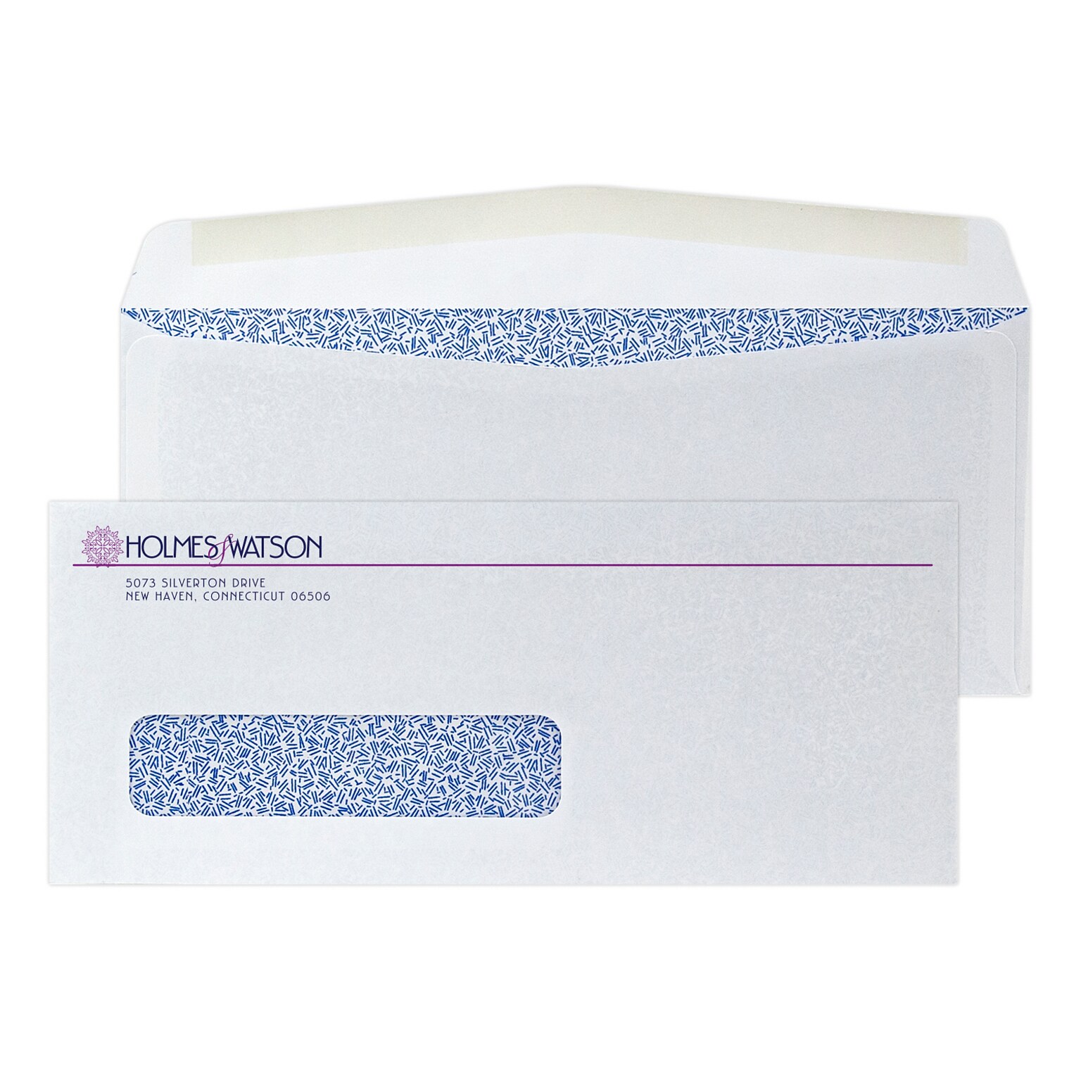 Custom #10 Window Envelopes with Security Tint, 4 1/8 x 9 1/2, 24# White Wove, 2 Custom Inks, 250 / Pack