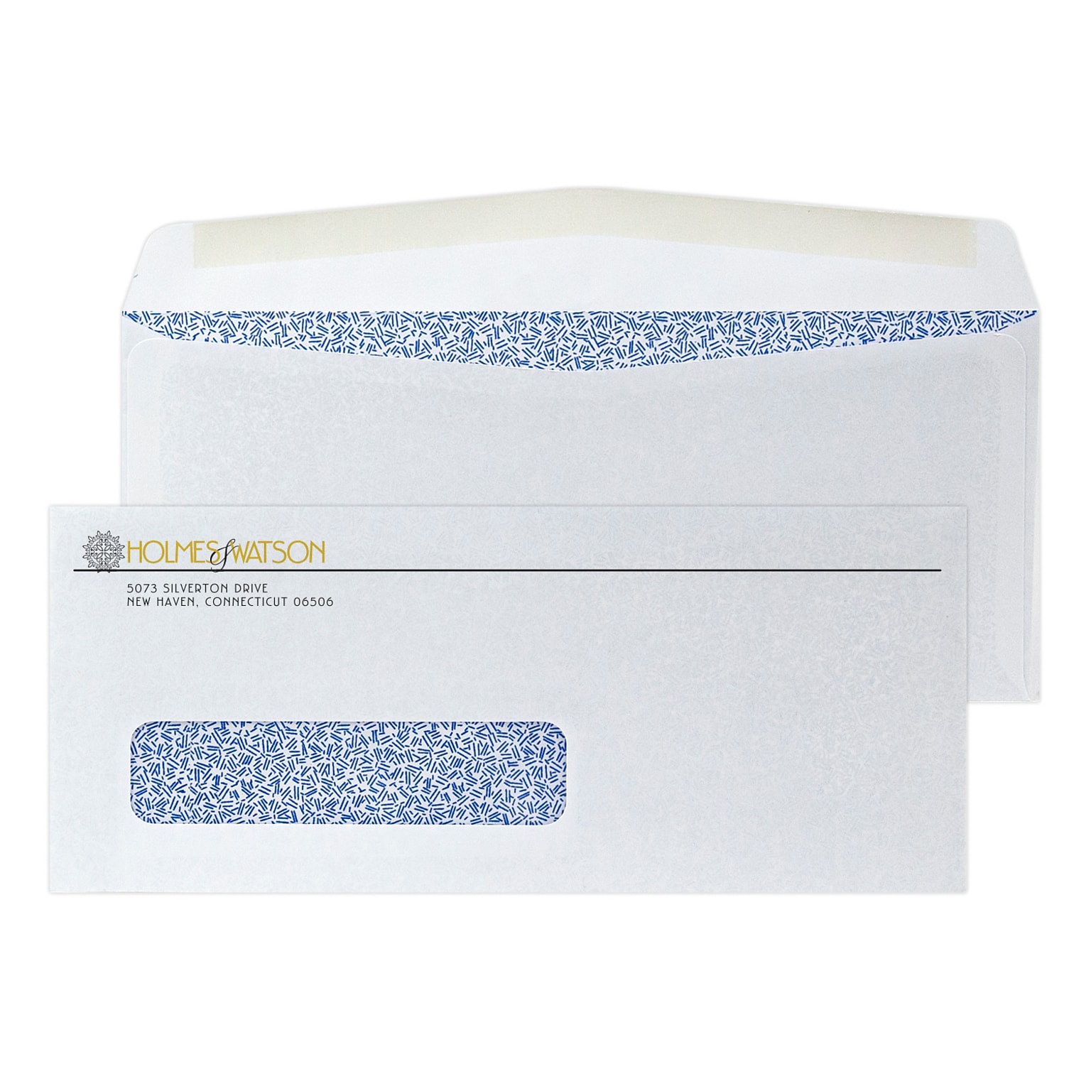Custom #10 Window Envelopes with Security Tint, 4 1/4 x 9 1/2, 24# White Wove, 1 Standard and 1 Custom Inks, 250 / Pack