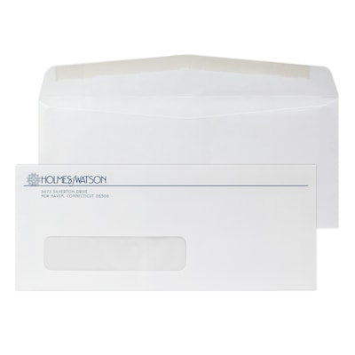 Custom #10 Window Envelopes, 4 1/4 x 9 1/2, 24# White Wove, 1 Custom Ink, 250 / Pack