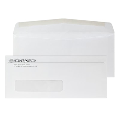 Custom #10 Window Envelopes, 4 1/4 x 9 1/2, 24# White Wove, 1 Standard Ink, 250/Pack