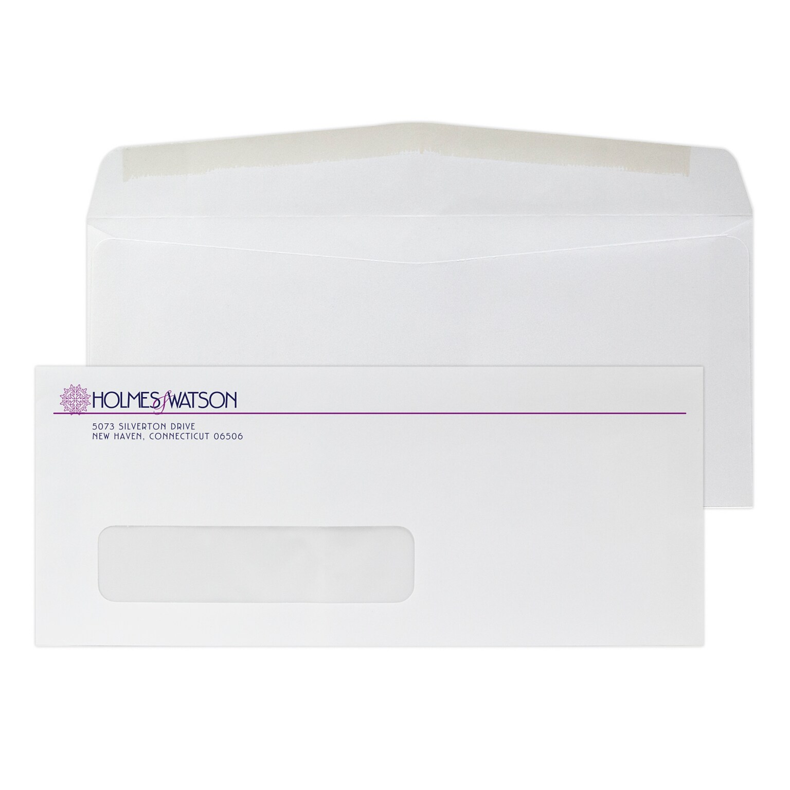 Custom #10 Window Envelopes, 4 1/8 x 9 1/2, 24# White Wove, 2 Custom Inks, 250 / Pack