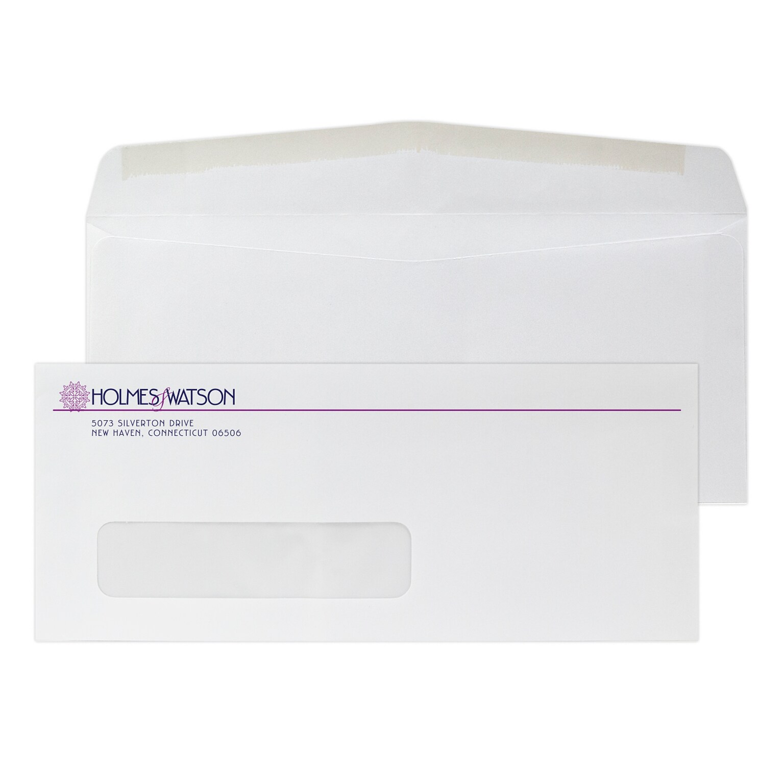 Custom #10 Window Envelopes, 4 1/4 x 9 1/2, 24# White Wove, 2 Custom Inks, 250 / Pack