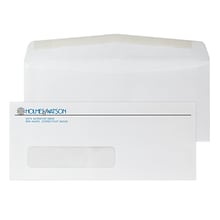 Custom #10 Window Envelopes, 4 1/4 x 9 1/2, 24# White Wove, 2 Standard Inks, 250 / Pack