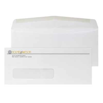 Custom #10 Window Envelopes, 4 1/4 x 9 1/2, 24# White Wove, 1 Standard and 1 Custom Inks, 250 / Pa