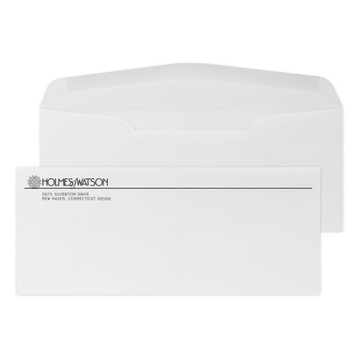 Custom #10 Stationery Envelopes, 4 1/4 x 9 1/2, 24# CLASSIC® LAID Solar White, 1 Standard Flat Ink