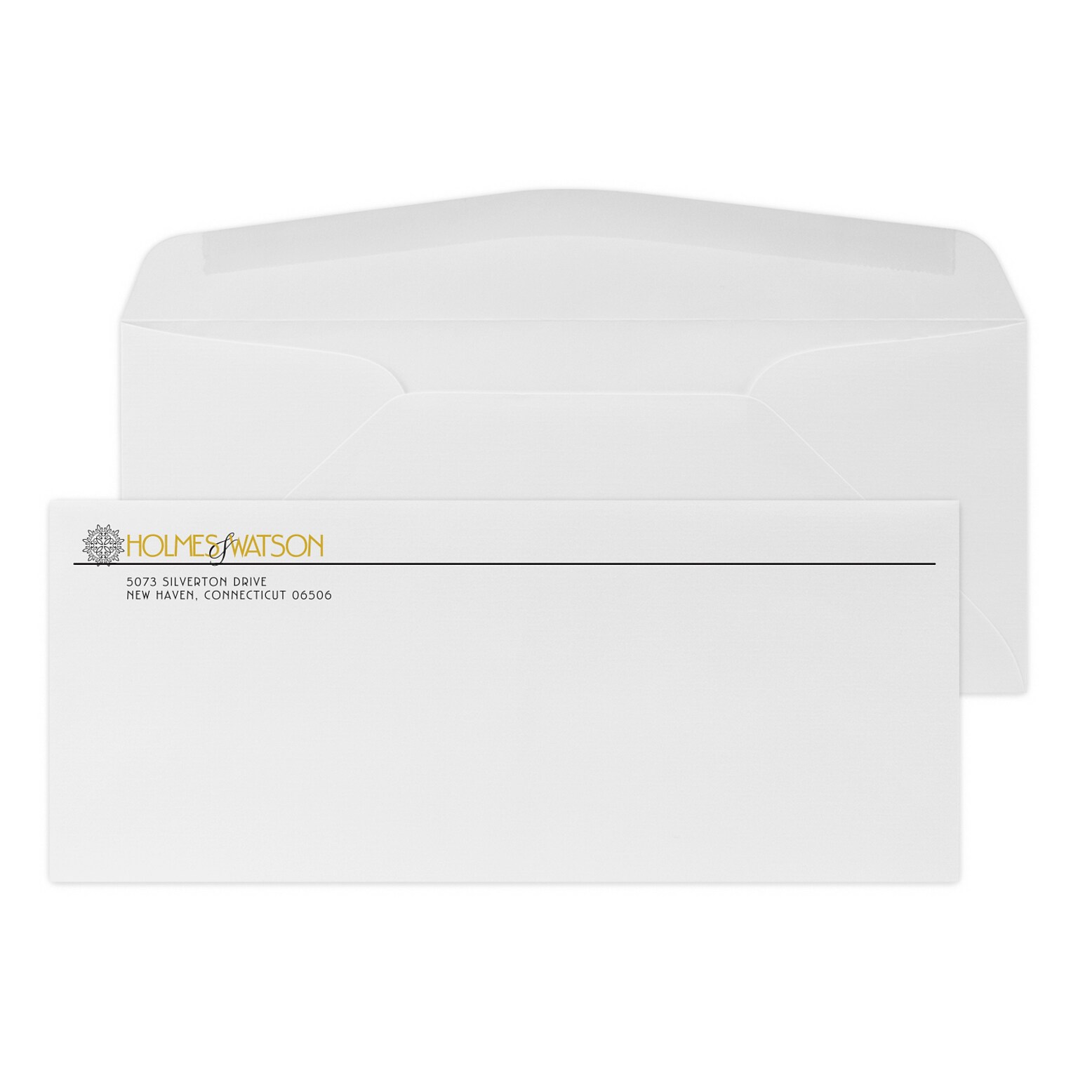 Custom #10 Stationery Envelopes, 4 1/8 x 9 1/2, 24# CLASSIC® LAID Solar White, 1 Standard and 1 Custom Flat Ink, 250 / Pack