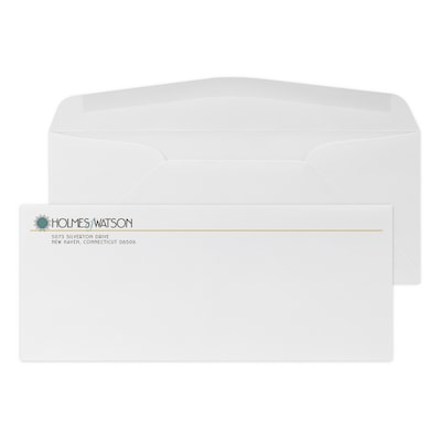 Custom Full Color #10 Stationery Envelopes, 4 1/4 x 9 1/2, 24# CLASSIC® LAID Solar White, Flat Ink