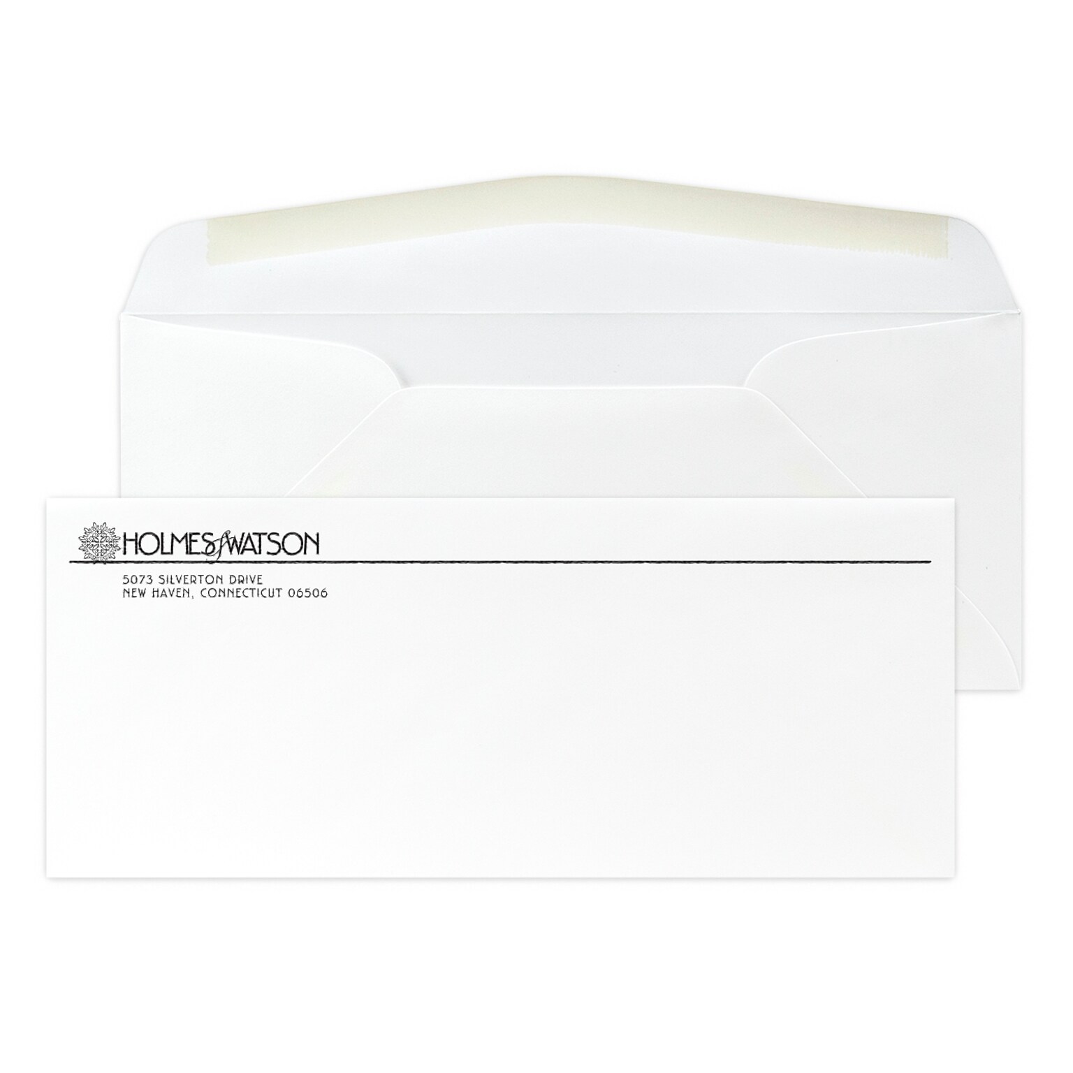 Custom #10 Stationery Envelopes, 4 1/8 x 9 1/2, 70# Cougar Opaque Smooth White, 1 Standard Raised Ink, 250 / Pack