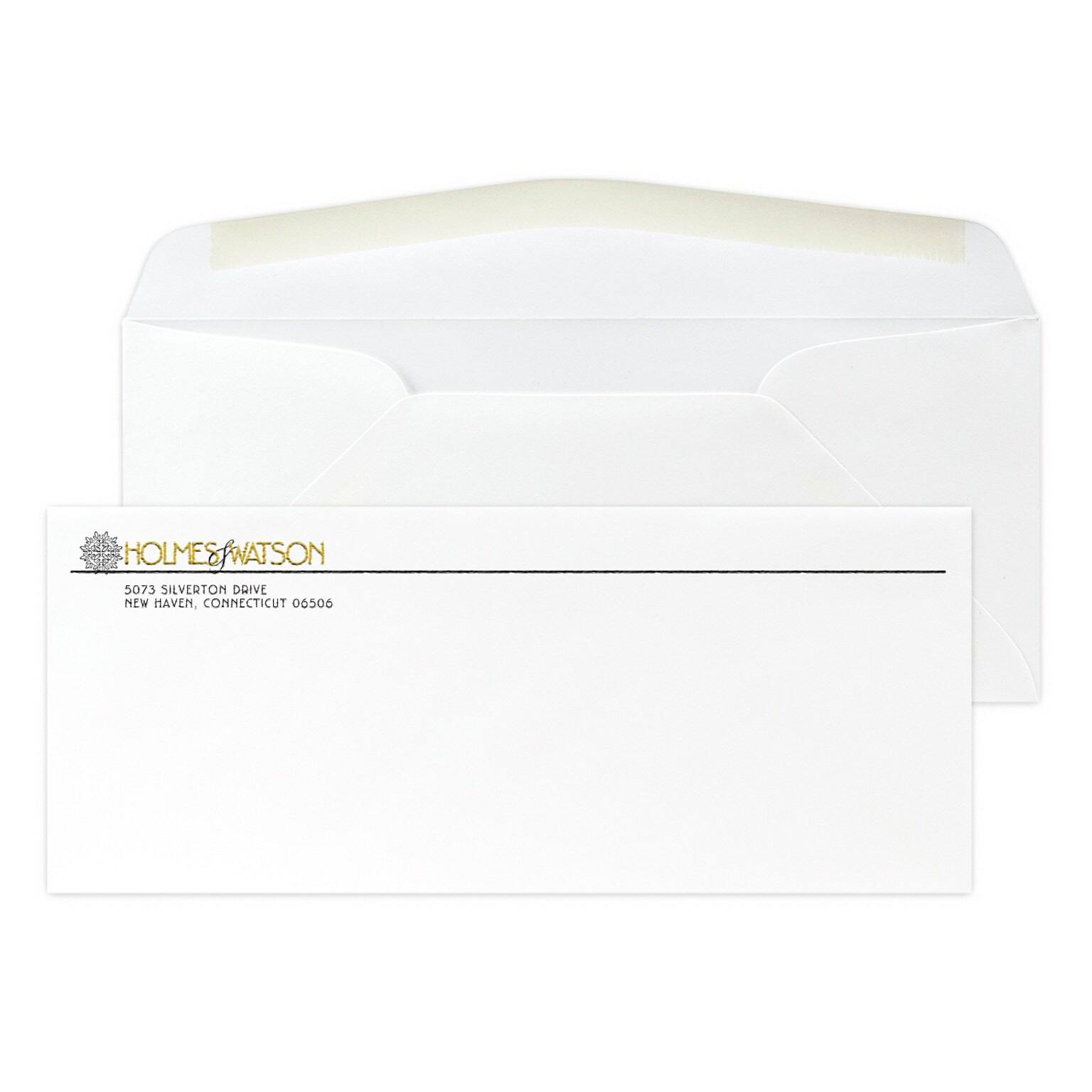Custom #10 Stationery Envelopes, 4 1/8 x 9 1/2, 70# Cougar Opaque Smooth White, 1 Standard and 1 Custom Raised Inks, 250/Pack