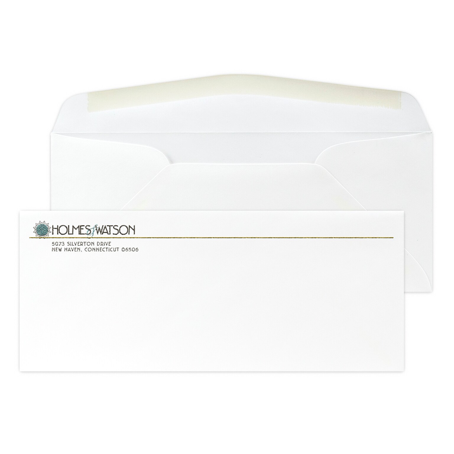 Custom Full Color #10 Stationery Envelopes, 4 1/8 x 9 1/2, 70# Cougar Opaque Smooth White, Raised Ink, 250 / Pack