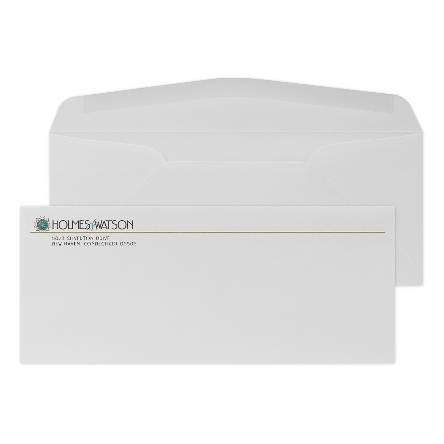 Custom Full Color #10 Stationery Envelopes, 4 1/8 x 9 1/2, 24# CLASSIC® LAID Antique Gray, Raised Ink, 250 / Pack