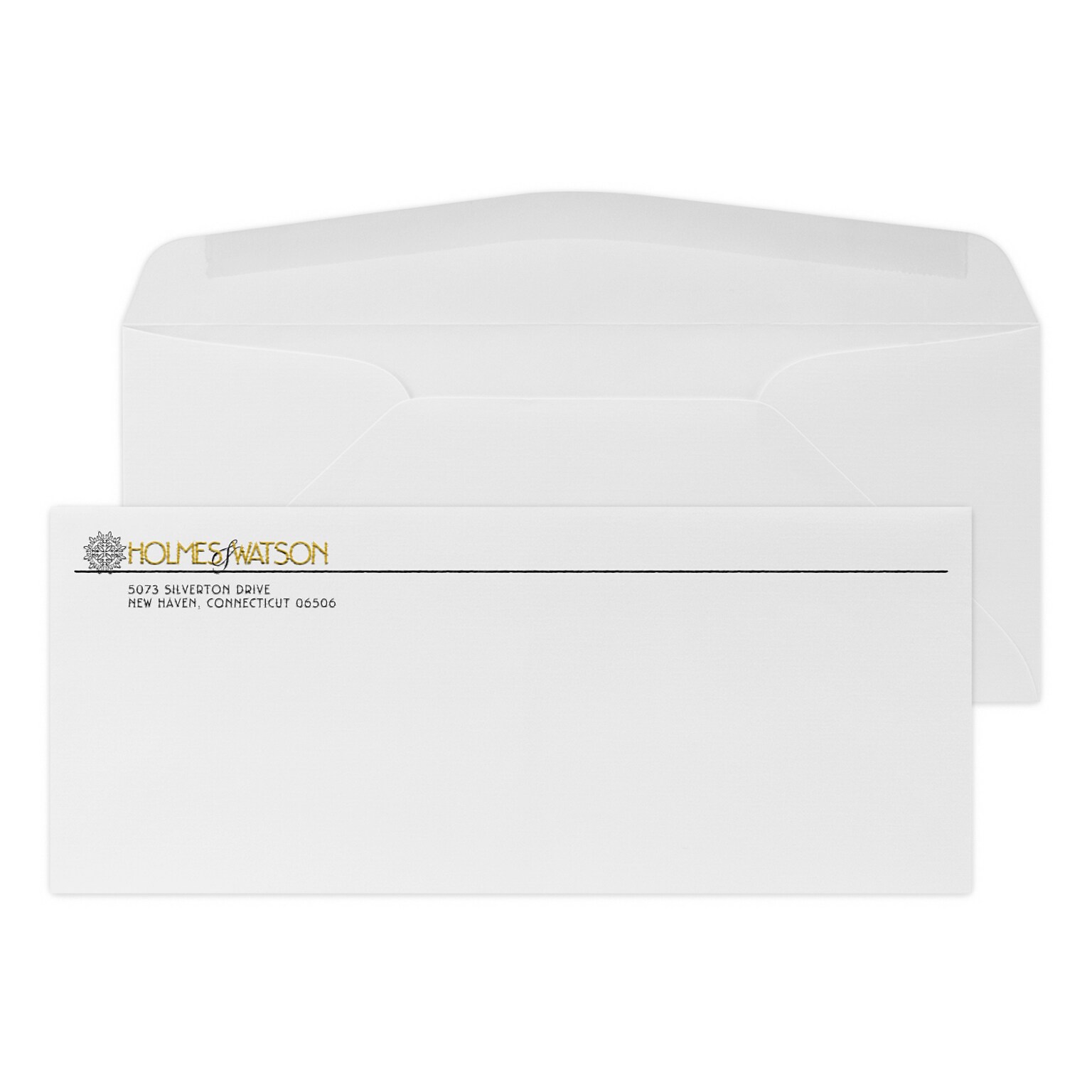 Custom #10 Stationery Envelopes, 4 1/8 x 9 1/2, 24# CLASSIC® LAID Solar White, 1 Standard and 1 Custom Raised Ink, 250 / Pack