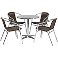 Flash Furniture 27.5 Round Aluminum Indoor/Outdoor Table with 4 Rattan Chairs (TLH28RD020CHR4)
