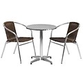 Flash Furniture Patio Table with 2 Rattan Chairs, Dark Brown (TLH24RD020CHR2)