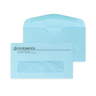 Custom #6-3/4 Window Envelopes, 3 5/8 x 6 1/2, 24# Blue Wove, 1 Standard Ink, 250 / Pack