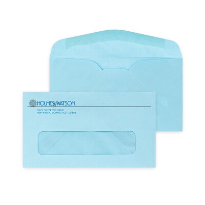 Custom #6-3/4 Window Envelopes, 3 5/8 x 6 1/2, 24# Blue Wove, 2 Standard Inks, 250 / Pack