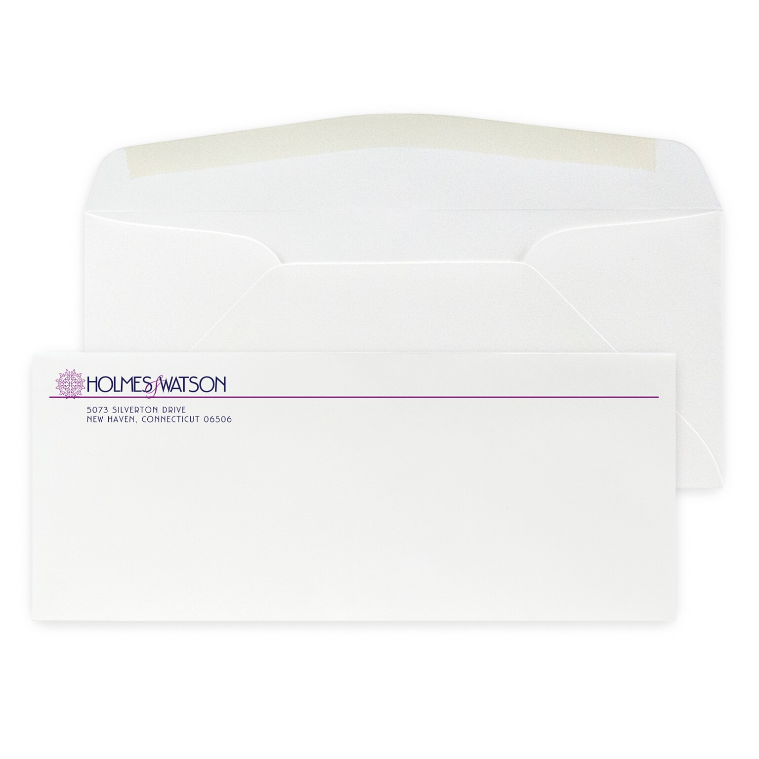 Custom #10 Stationery Envelopes, 4 1/8 x 9 1/2, 80# CLASSIC® CREST Solar White Text, 2 Custom Flat Inks, 250 / Pack