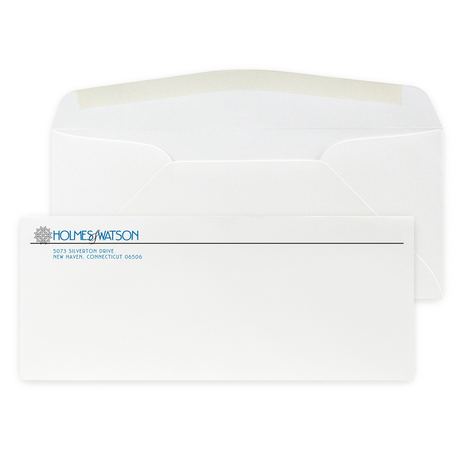 Custom #10 Stationery Envelopes, 4 1/8 x 9 1/2, 80# CLASSIC® CREST Solar White Text, 2 Standard Flat Inks, 250 / Pack