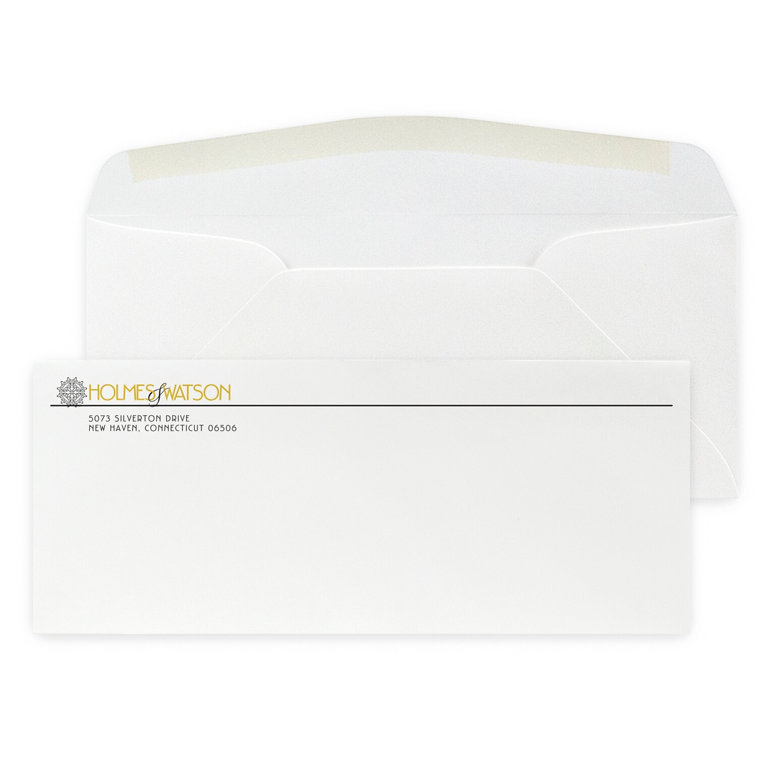 Custom #10 Stationery Envelopes, 4 1/8x9 1/2, 80# CLASSIC® CREST Solar White Text, 1 Standard and 1 Custom Flat Inks, 250/Pack