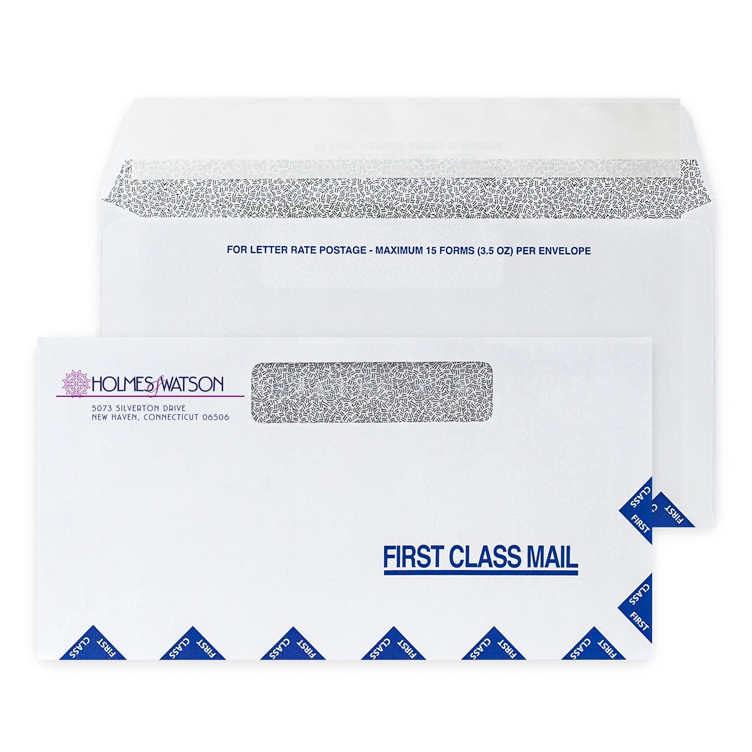 Custom 6 x 11-1/2 Health Insurance Letter Rate Claim Window Envelopes, 24# White Wove, 2 Custom Inks, 250 / Pack