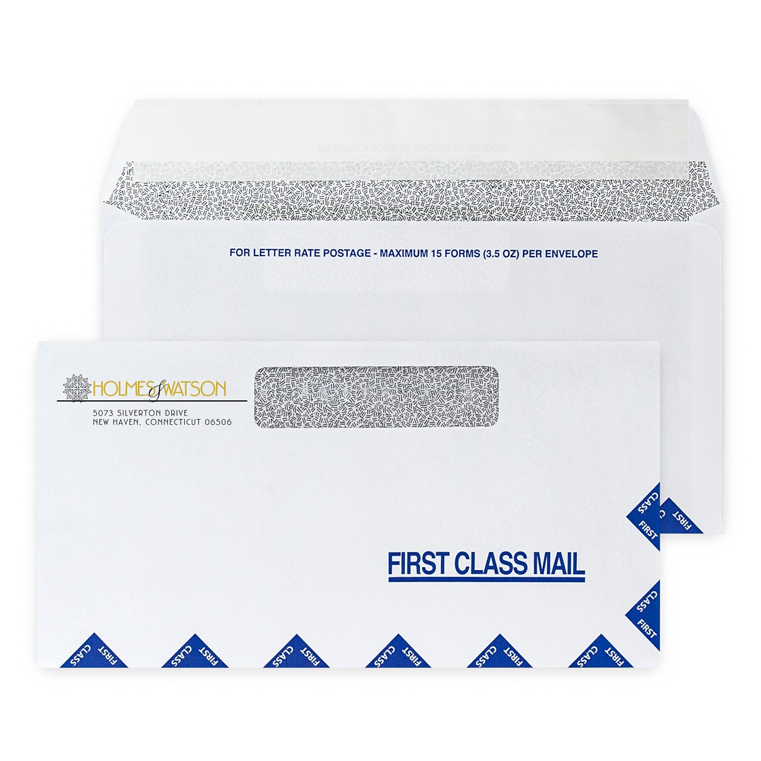 Custom 6 x 11-1/2 Health Insurance Letter Rate Claim Window Envelopes, 24# White Wove, 1 Standard and 1 Custom Inks, 250/Pack