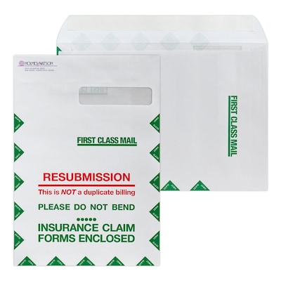Custom 9 x 13 Resubmission Right Window Self Seal Envelopes with Security Tint, 28# White Wove, 2