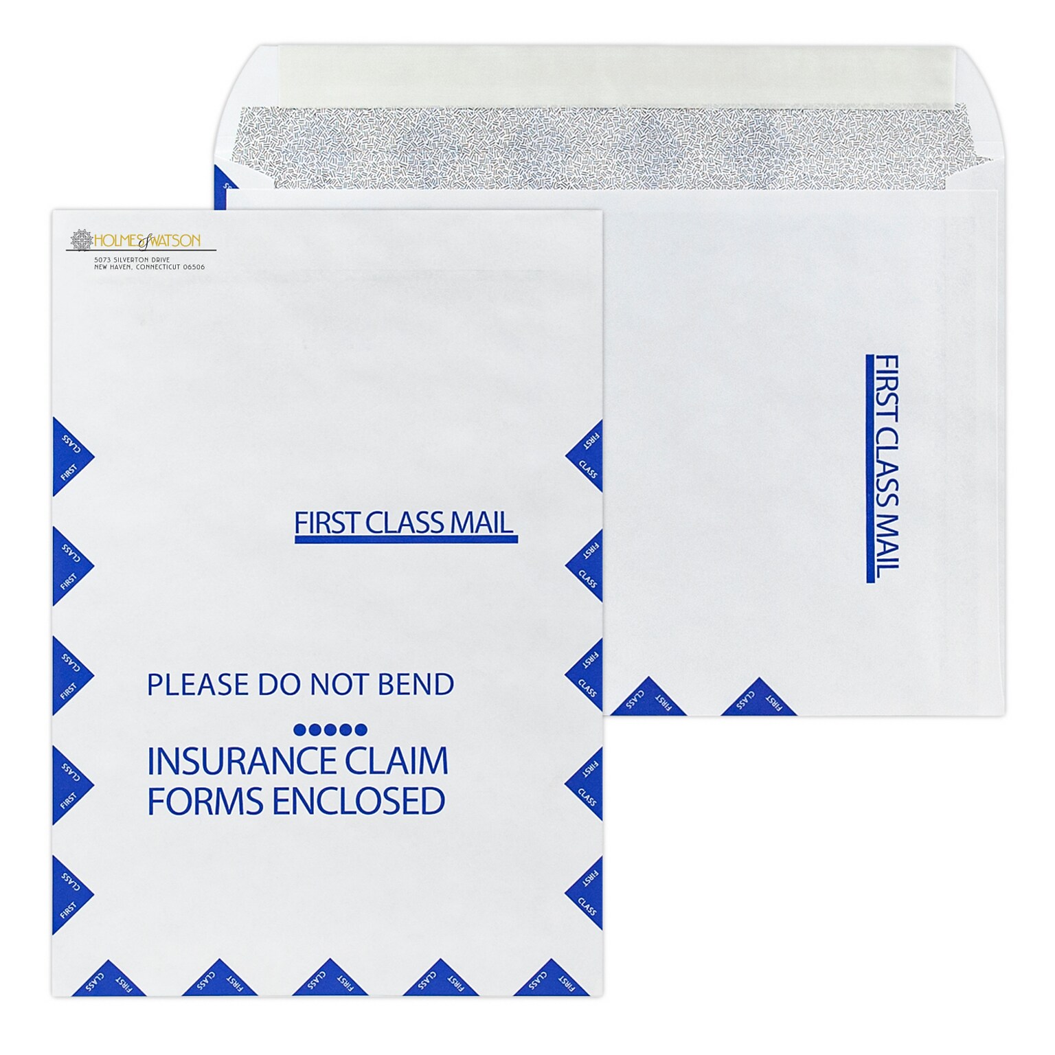Custom 9 x 13 Resubmission Self Seal Envelopes with Security Tint, 24# White Wove, 1 Standard and 1 Custom Inks, 250 / Pack