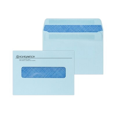 Custom 4-1/2 x 6-1/4 One Fold Billing Self Seal Window Envelopes with Security Tint, 24# Blue Wove