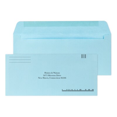 Custom #10 Barcode Standard Envelopes, 4 1/4 x 9 1/2, 24# Blue Wove, 1 Standard Ink, 250 / Pack